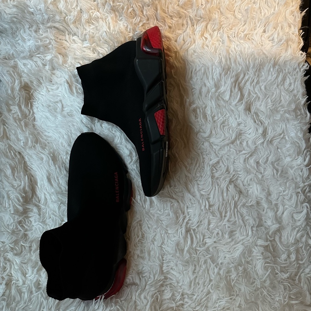 Balenciaga Black Sneakers with Red Highlights